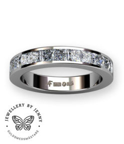 alliansring platina med prinsesslipade diamanter