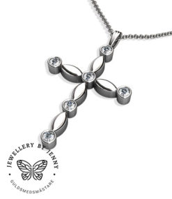 kors med diamanter i vitguld